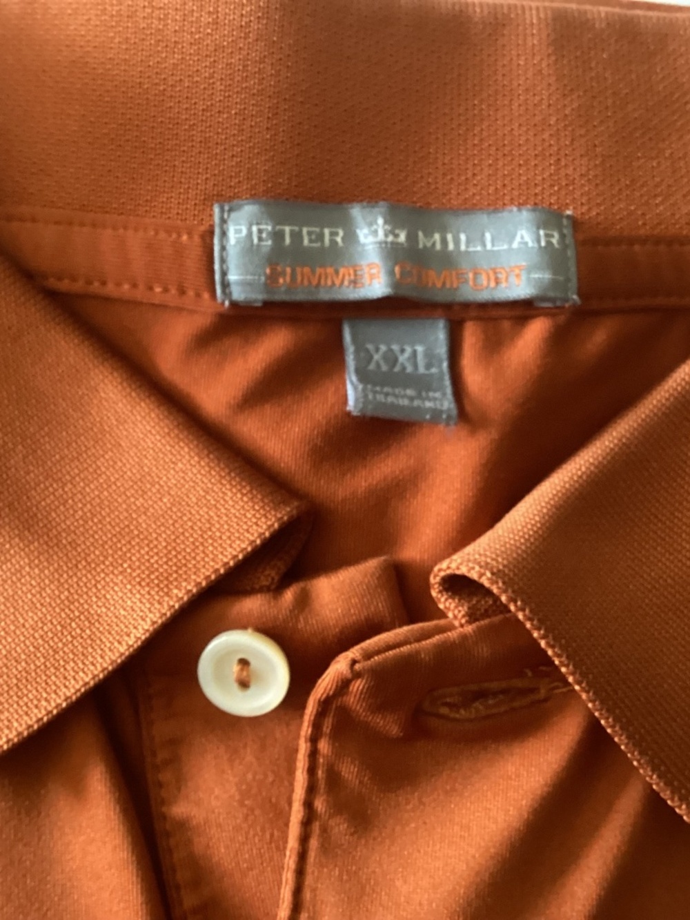 Mens Peter Millar Summer Comfort Polo Shirt Rust / Burnt Orange Logo XXL